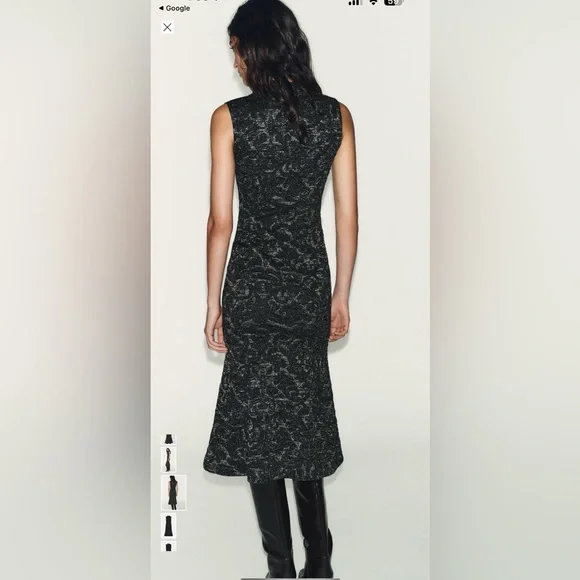 Zara Black Patterned Midi Dress